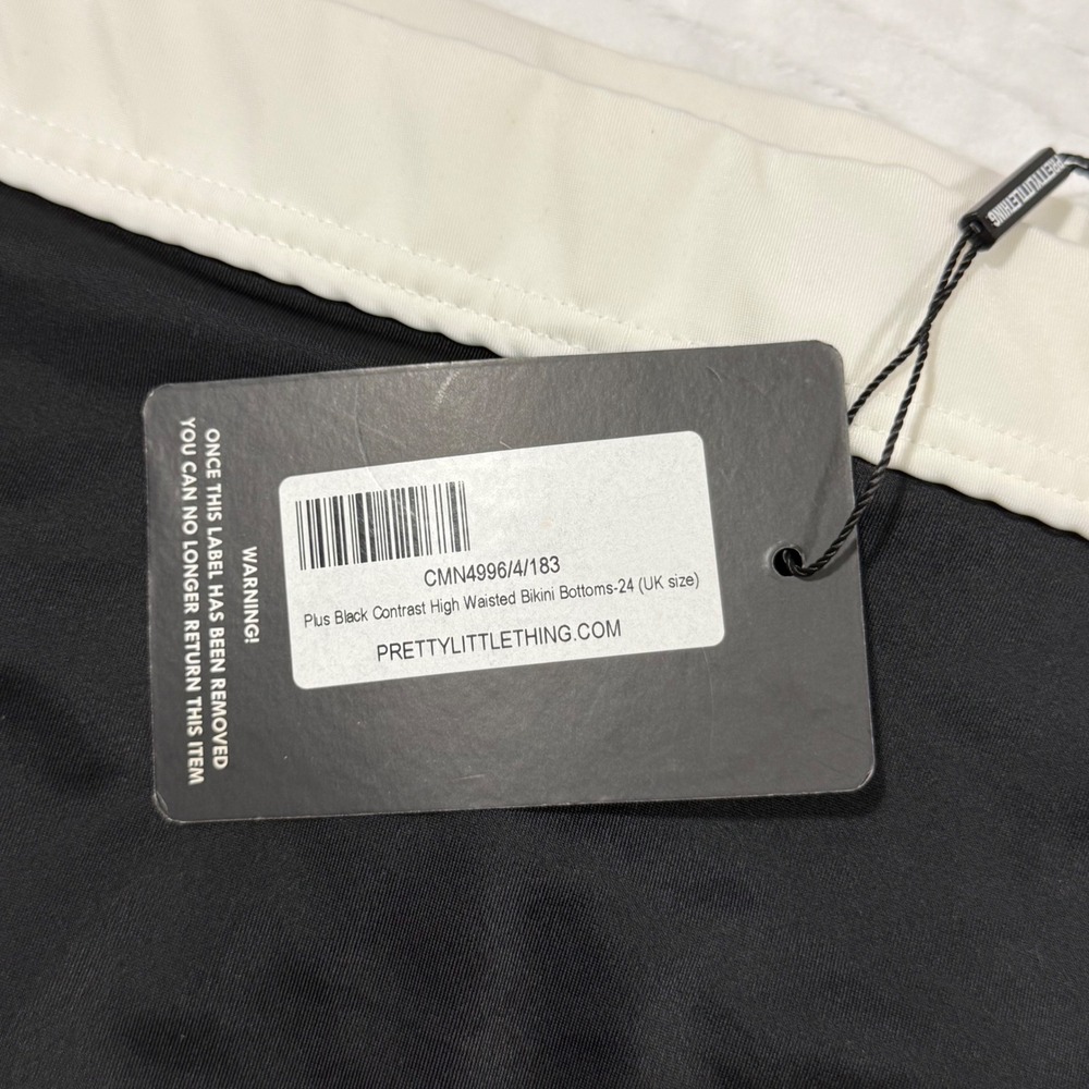 PrettyLittleThing Black White High Waisted Bikini Bottoms Plus Size US 20 NWT - Picture 4 of 7